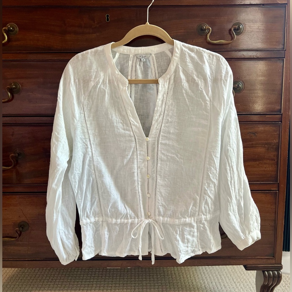 Rails White Linen Cinched Waist Shirt
